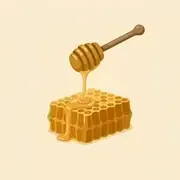 Raw honeycomb with a honey dipper drizzling