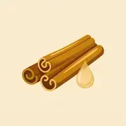 Cinnamon quills with a water droplet