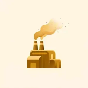 Factory chimneys releasing trace metal particles